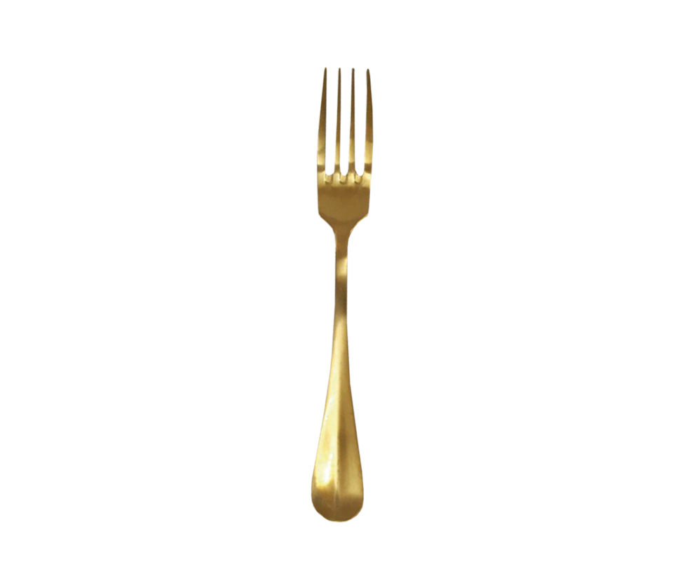 Tenedor De Postre Baguette Dorado Satinado Acero Inoxidable 18 Cm