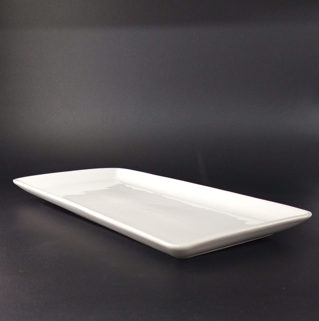 FUENTE RECTANGULAR DE 36 x 16.5 CM PORCELANA BLANCA