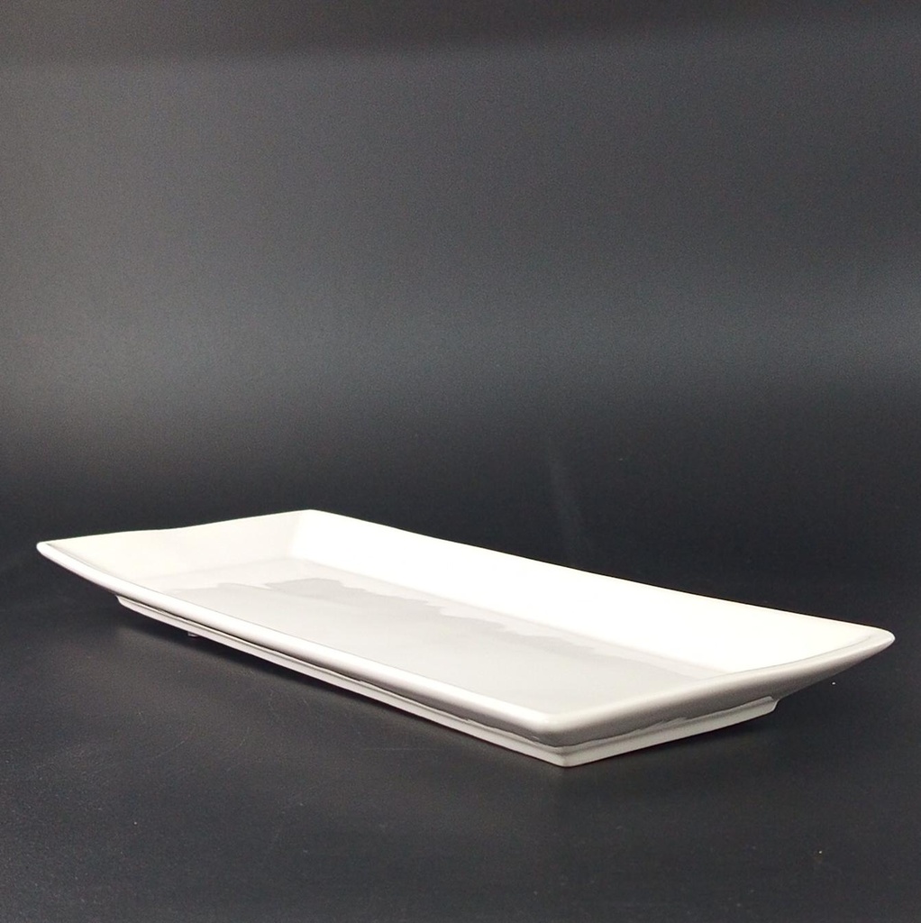 FUENTE RECTANGULAR DE 34.5 x 13.5 CM PORCELANA BLANCA