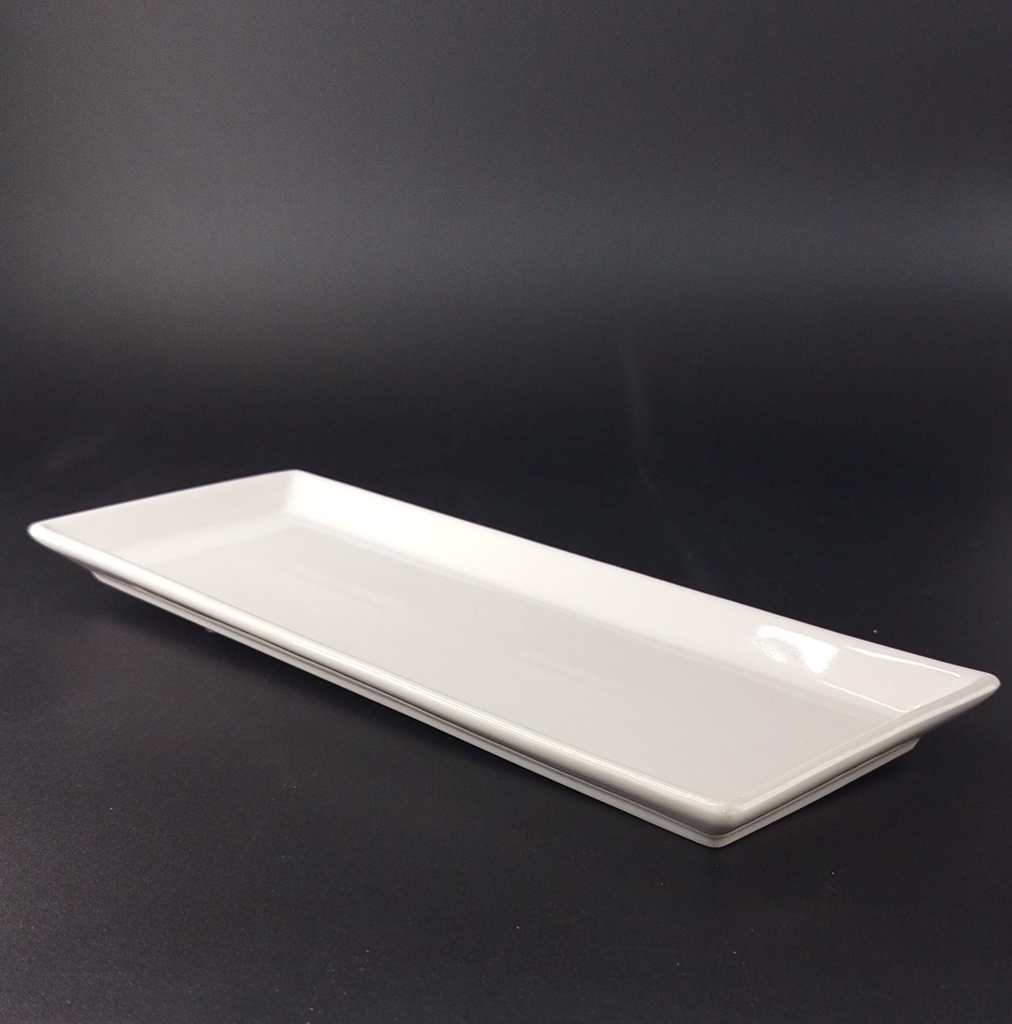 FUENTE RECTANGULAR DE 30.7 x 11 CM PORCELANA BLANCA
